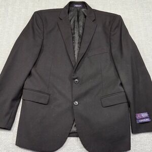 Adolfo Mens Black Blazer High Twist Microtech Super Deluxe Paisley Lining 42R